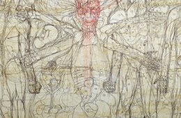 Hermann Nitsch, Entwurf einer unterirdischen Stadt nach dem Bilde des letzten Abendmahles (...), 1983/89 (Detail)
